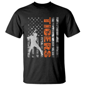 Baseball Player Tiger T Shirt Team Spirit American Flag USA Camo Patriotic Graphic TS10 Black Print Your Wear