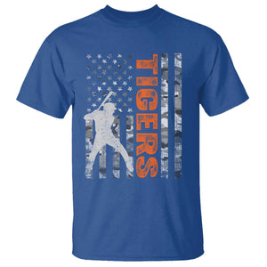 Baseball Player Tiger T Shirt Team Spirit American Flag USA Camo Patriotic Graphic TS10 Royal Blue Print Your Wear