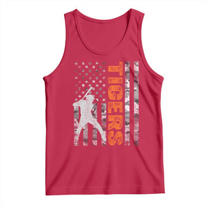 Baseball Player Tiger Tank Top Team Spirit American Flag USA Camo Patriotic Graphic TS10 Red Print Your Wear