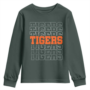 Vintage Tiger Youth Sweatshirt Last Name Vintage Sports Jersey Style TS10 Dark Forest Green Print Your Wear