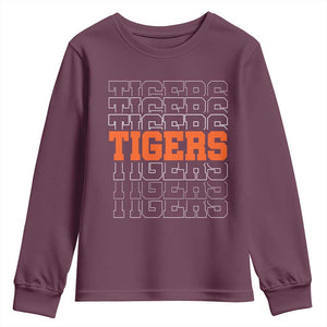 Vintage Tiger Youth Sweatshirt Last Name Vintage Sports Jersey Style TS10 Maroon Print Your Wear