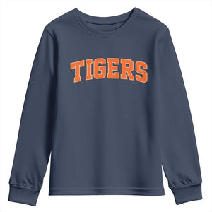 Vintage Tiger Youth Sweatshirt Varsity Name Vintage Sports Jersey Style TS10 Navy Print Your Wear