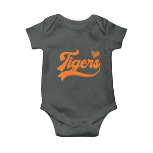 Vintage Tiger Baby Onesie Varsity Name Script Vintage Sports Jersey Style TS10 Dark Heather Print Your Wear