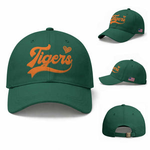 Vintage Tiger Baseball Cap Varsity Name Script Vintage Sports Jersey Style TS10 Baseball Cap Universal Fit Irish Green Print Your Wear