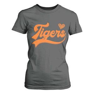Vintage Tiger T Shirt For Women - Varsity Name Script Vintage Sports Jersey Style TS10 Dark Heather Print Your Wear