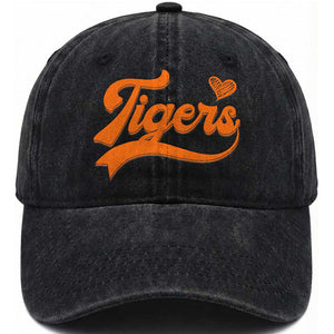 Vintage Tiger Washed Cotton Baseball Cap Varsity Name Script Vintage Sports Jersey Style TS10 Print Your Wear