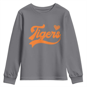 Vintage Tiger Youth Sweatshirt Varsity Name Script Vintage Sports Jersey Style TS10 Charcoal Print Your Wear