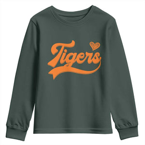 Vintage Tiger Youth Sweatshirt Varsity Name Script Vintage Sports Jersey Style TS10 Dark Forest Green Print Your Wear