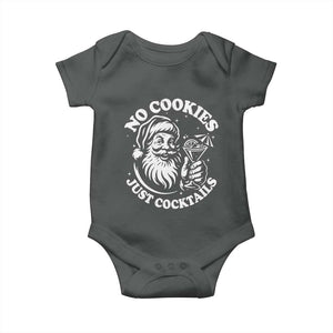 Funny Santa Christmas In July Baby Onesie No Cookies Just Cocktails Summer Xmas TS10 Dark Heather Print Your Wear