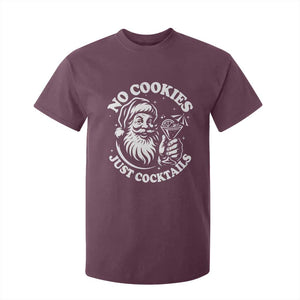 Funny Santa Christmas In July T Shirt For Kid No Cookies Just Cocktails Summer Xmas TS10 Maroon Print Your Wear