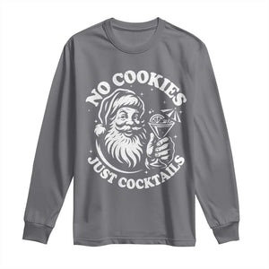 Funny Santa Christmas In July Long Sleeve Shirt No Cookies Just Cocktails Summer Xmas TS10 Charcoal Print Your Wear