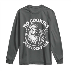 Funny Santa Christmas In July Long Sleeve Shirt No Cookies Just Cocktails Summer Xmas TS10 Dark Heather Print Your Wear