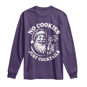 Funny Santa Christmas In July Long Sleeve Shirt No Cookies Just Cocktails Summer Xmas TS10 Purple Print Your Wear