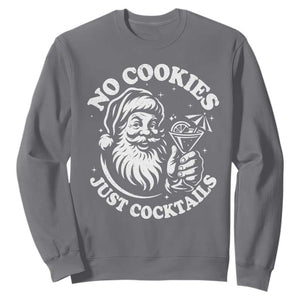 Funny Santa Christmas In July Sweatshirt No Cookies Just Cocktails Summer Xmas TS10 Charcoal Print Your Wear