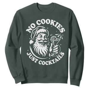 Funny Santa Christmas In July Sweatshirt No Cookies Just Cocktails Summer Xmas TS10 Dark Forest Green Print Your Wear