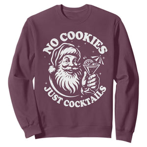 Funny Santa Christmas In July Sweatshirt No Cookies Just Cocktails Summer Xmas TS10 Maroon Print Your Wear