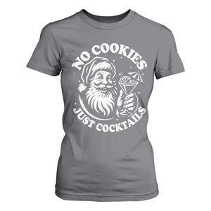 Funny Santa Christmas In July T Shirt For Women No Cookies Just Cocktails Summer Xmas TS10 Charcoal Print Your Wear