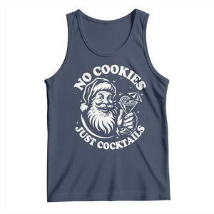 Funny Santa Christmas In July Tank Top No Cookies Just Cocktails Summer Xmas TS10 Navy Print Your Wear