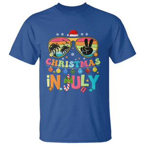 Sunglasses Beach Christmas in July T Shirt Santa Summer Xmas TS10 Royal Blue Print Your Wear