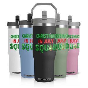 Christmas In July Squad Flip Straw Tumbler Funny Summer Xmas TS10 Print Your Wear