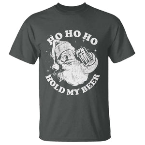 Santa Ho Ho Hold My Beer T Shirt Funny Christmas In July Summer Xmas TS10 Dark Heather Print Your Wear