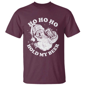 Santa Ho Ho Hold My Beer T Shirt Funny Christmas In July Summer Xmas TS10 Maroon Print Your Wear