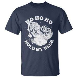 Santa Ho Ho Hold My Beer T Shirt Funny Christmas In July Summer Xmas TS10 Navy Print Your Wear