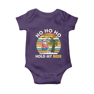 Christmas In July Santa Ho Ho Hold My Beer Baby Onesie Summer Beach Hawaii Santa USA Flag TS10 Purple Print Your Wear