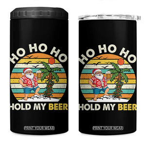 Christmas In July Santa Ho Ho Hold My Beer 4 in 1 Can Cooler Tumbler Summer Beach Hawaii Santa USA Flag TS10 One Size: 16 oz Black Print Your Wear