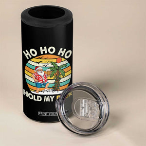 Christmas In July Santa Ho Ho Hold My Beer 4 in 1 Can Cooler Tumbler Summer Beach Hawaii Santa USA Flag TS10 Print Your Wear