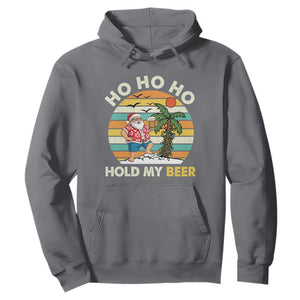 Christmas In July Santa Ho Ho Hold My Beer Hoodie Summer Beach Hawaii Santa USA Flag TS10 Charcoal Print Your Wear