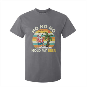 Christmas In July Santa Ho Ho Hold My Beer T Shirt For Kid Summer Beach Hawaii Santa USA Flag TS10 Charcoal Print Your Wear