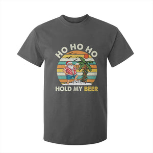 Christmas In July Santa Ho Ho Hold My Beer T Shirt For Kid Summer Beach Hawaii Santa USA Flag TS10 Dark Heather Print Your Wear