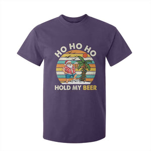Christmas In July Santa Ho Ho Hold My Beer T Shirt For Kid Summer Beach Hawaii Santa USA Flag TS10 Purple Print Your Wear