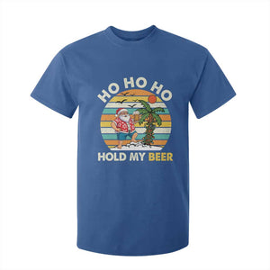 Christmas In July Santa Ho Ho Hold My Beer T Shirt For Kid Summer Beach Hawaii Santa USA Flag TS10 Royal Blue Print Your Wear