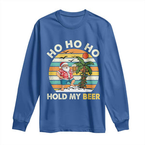Christmas In July Santa Ho Ho Hold My Beer Long Sleeve Shirt Summer Beach Hawaii Santa USA Flag TS10 Royal Blue Print Your Wear