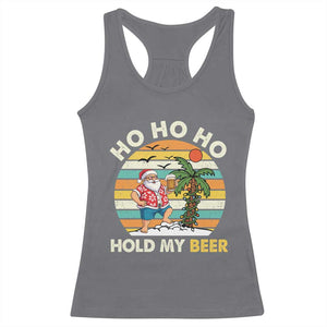 Christmas In July Santa Ho Ho Hold My Beer Racerback Tank Top Summer Beach Hawaii Santa USA Flag TS10 Charcoal Print Your Wear