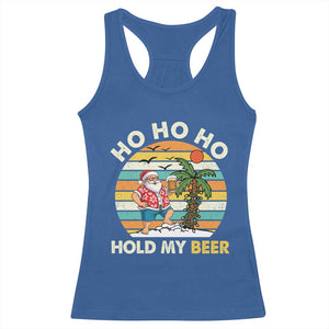 Christmas In July Santa Ho Ho Hold My Beer Racerback Tank Top Summer Beach Hawaii Santa USA Flag TS10 Royal Blue Print Your Wear