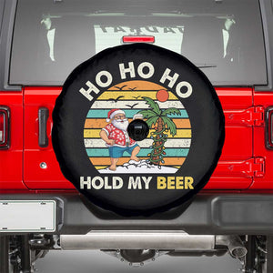 Christmas In July Santa Ho Ho Hold My Beer Spare Tire Cover Summer Beach Hawaii Santa USA Flag TS10 Black Print Your Wear