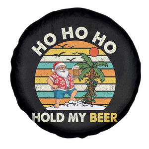 Christmas In July Santa Ho Ho Hold My Beer Spare Tire Cover Summer Beach Hawaii Santa USA Flag TS10 Print Your Wear