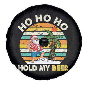 Christmas In July Santa Ho Ho Hold My Beer Spare Tire Cover Summer Beach Hawaii Santa USA Flag TS10 Print Your Wear