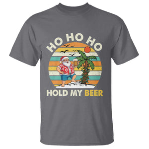 Christmas In July Santa Ho Ho Hold My Beer T Shirt Summer Beach Hawaii Santa USA Flag TS10 Charcoal Print Your Wear