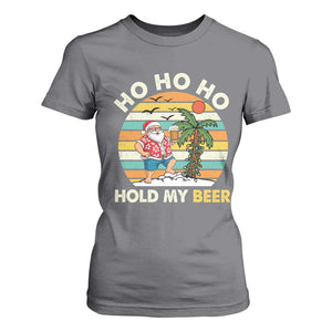 Christmas In July Santa Ho Ho Hold My Beer T Shirt For Women Summer Beach Hawaii Santa USA Flag TS10 Charcoal Print Your Wear