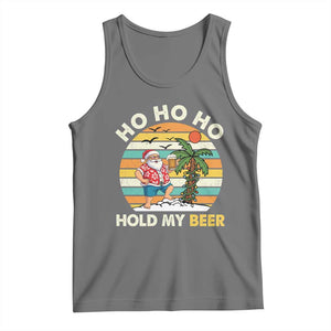 Christmas In July Santa Ho Ho Hold My Beer Tank Top Summer Beach Hawaii Santa USA Flag TS10 Black Heather Print Your Wear