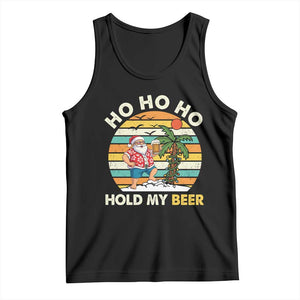 Christmas In July Santa Ho Ho Hold My Beer Tank Top Summer Beach Hawaii Santa USA Flag TS10 Black Print Your Wear