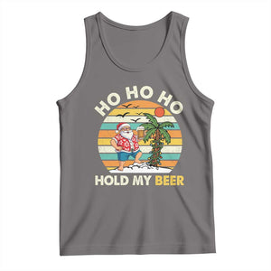 Christmas In July Santa Ho Ho Hold My Beer Tank Top Summer Beach Hawaii Santa USA Flag TS10 Deep Heather Print Your Wear