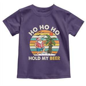 Christmas In July Santa Ho Ho Hold My Beer Toddler T Shirt Summer Beach Hawaii Santa USA Flag TS10 Purple Print Your Wear