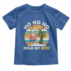 Christmas In July Santa Ho Ho Hold My Beer Toddler T Shirt Summer Beach Hawaii Santa USA Flag TS10 Royal Blue Print Your Wear