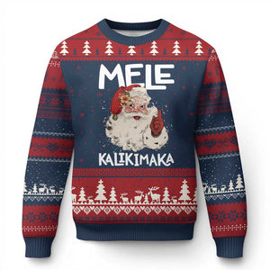 Mele Kalikimaka Ugly Christmas Sweater Hawaii Xmas Party Santa TS10 Navy Red Print Your Wear