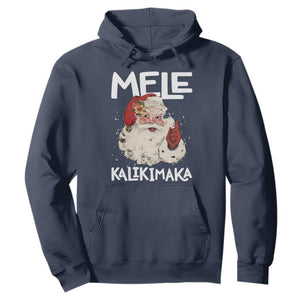 Mele Kalikimaka Hoodie Hawaii Christmas Party Santa TS10 Navy Print Your Wear